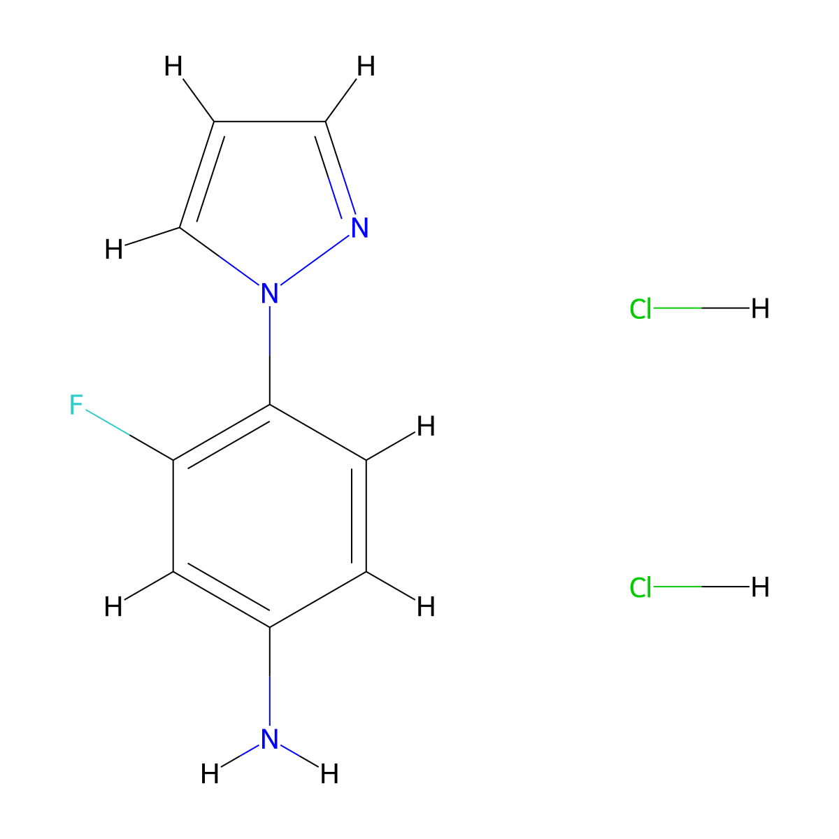 3-fluoro-4-(1H-pyrazol-1-yl)aniline dihydrochloride molecular structure, CAS 1193387-11-9