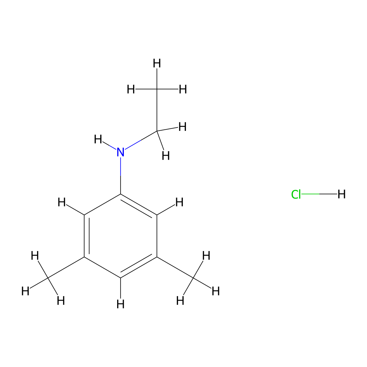 N-ethyl-3,5-dimethylaniline hydrochloride molecular structure, CAS 1193387-15-3