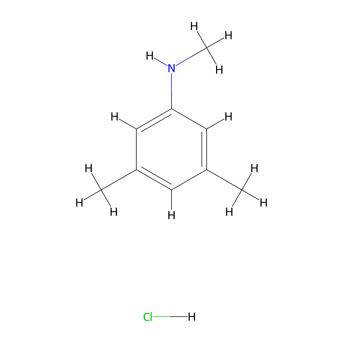 N,3,5-trimethylaniline hydrochloride molecular structure, CAS 1193387-18-6