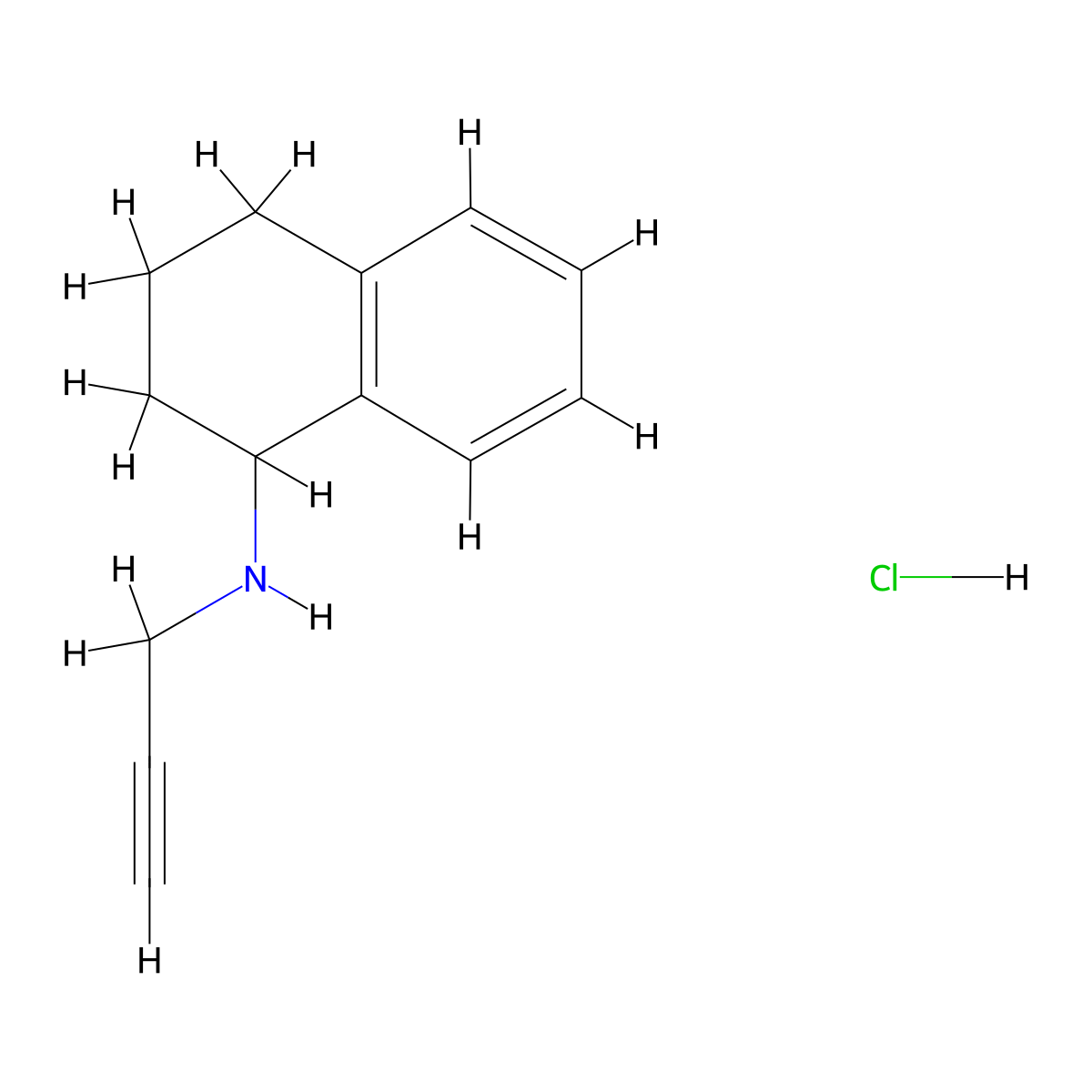 N-(prop-2-yn-1-yl)-1,2,3,4-tetrahydronaphthalen-1-amine hydrochloride molecular structure, CAS 1193387-20-0