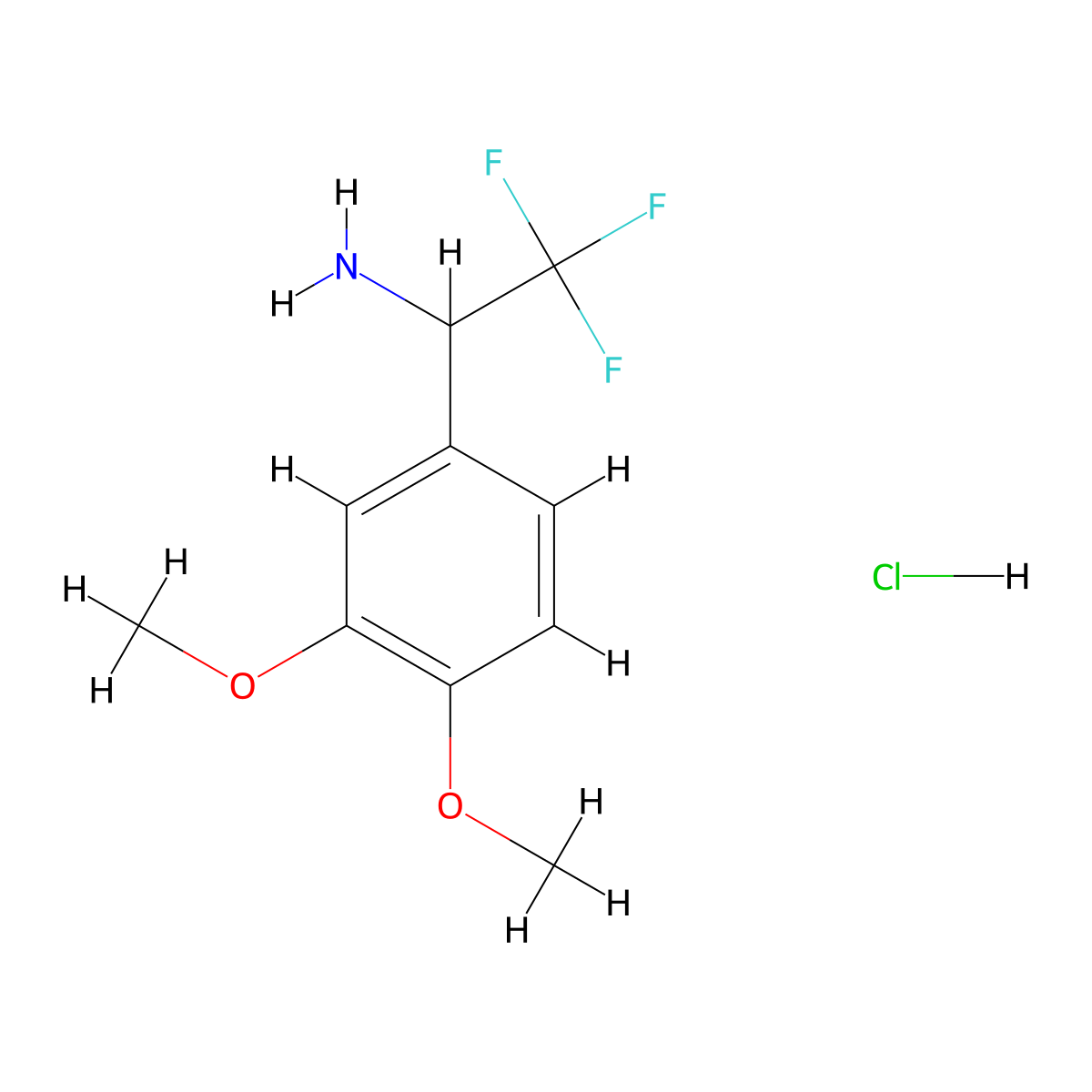 1-(3,4-Dimethoxyphenyl)-2,2,2-trifluoroethan-1-amine hydrochloride molecular structure, CAS 1193387-21-1