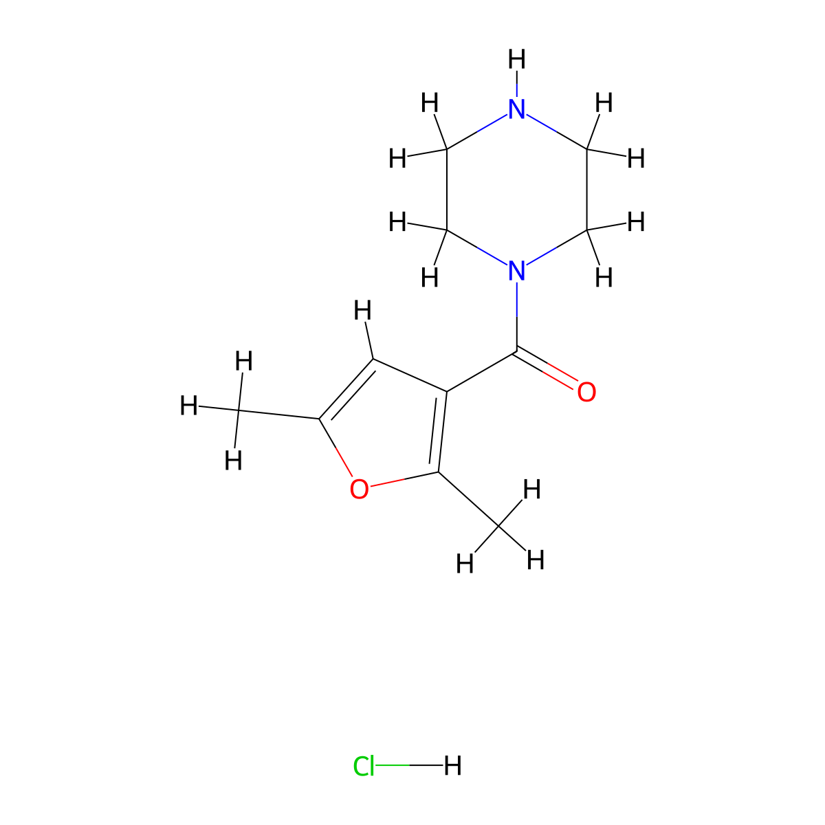 1-(2,5-Dimethylfuran-3-carbonyl)piperazine hydrochloride molecular structure, CAS 1193387-23-3