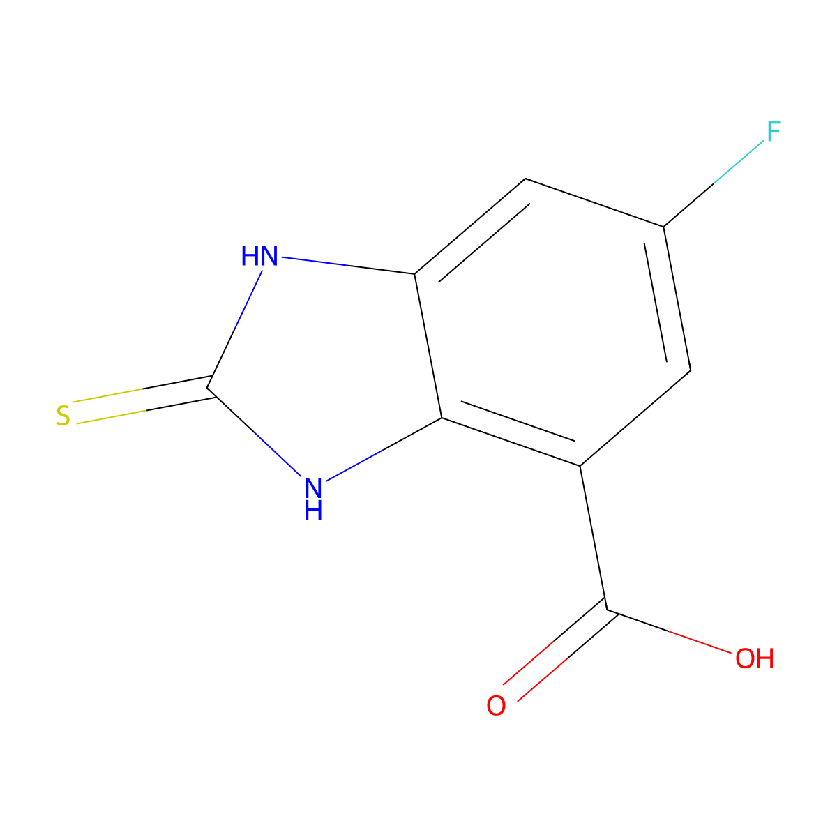 6-fluoro-2-sulfanyl-1H-1,3-benzodiazole-4-carboxylic acid molecular structure, CAS 1193387-24-4
