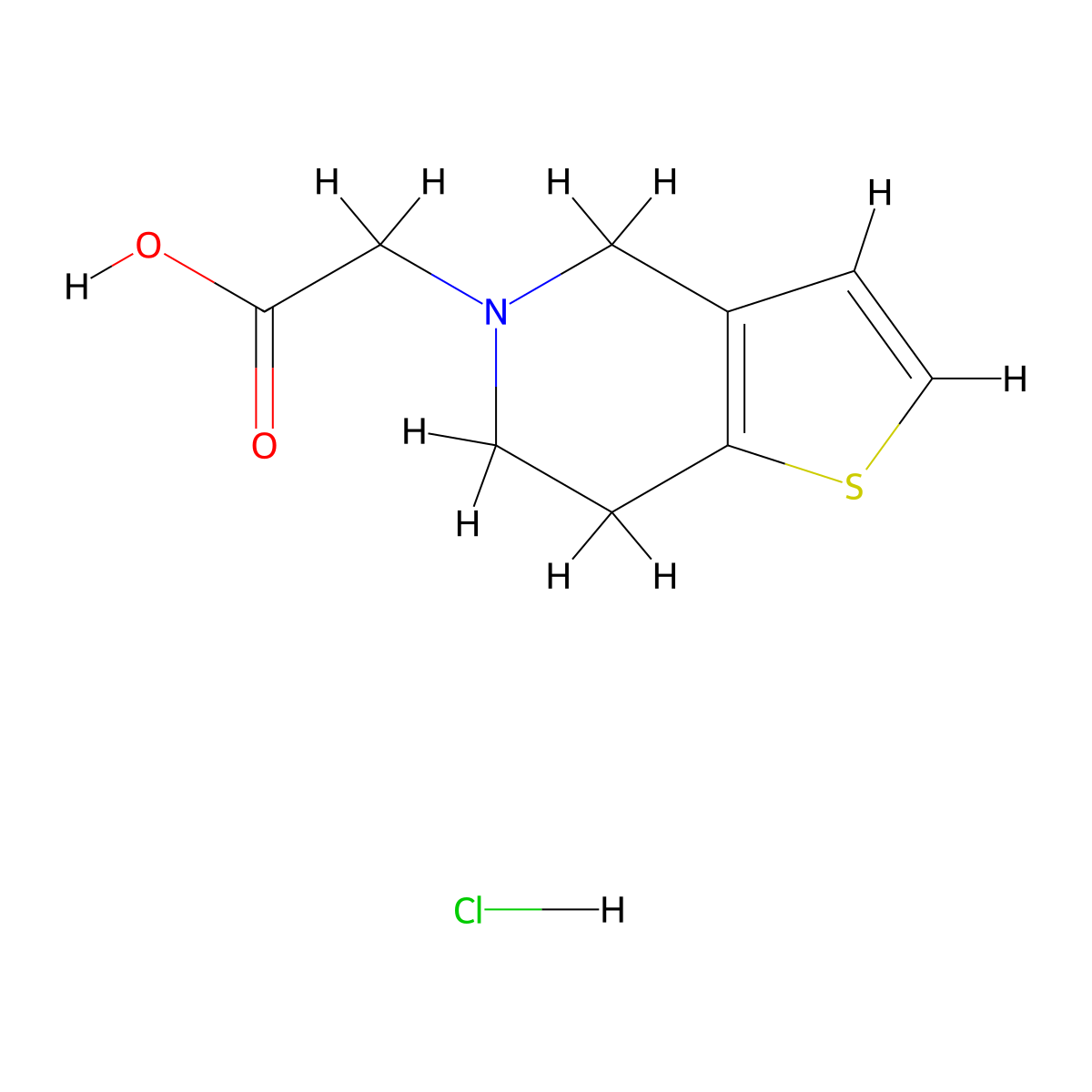 2-(4H,5H,6H,7H-thieno(3,2-c)pyridin-5-yl)acetic acid hydrochloride molecular structure, CAS 1193387-28-8