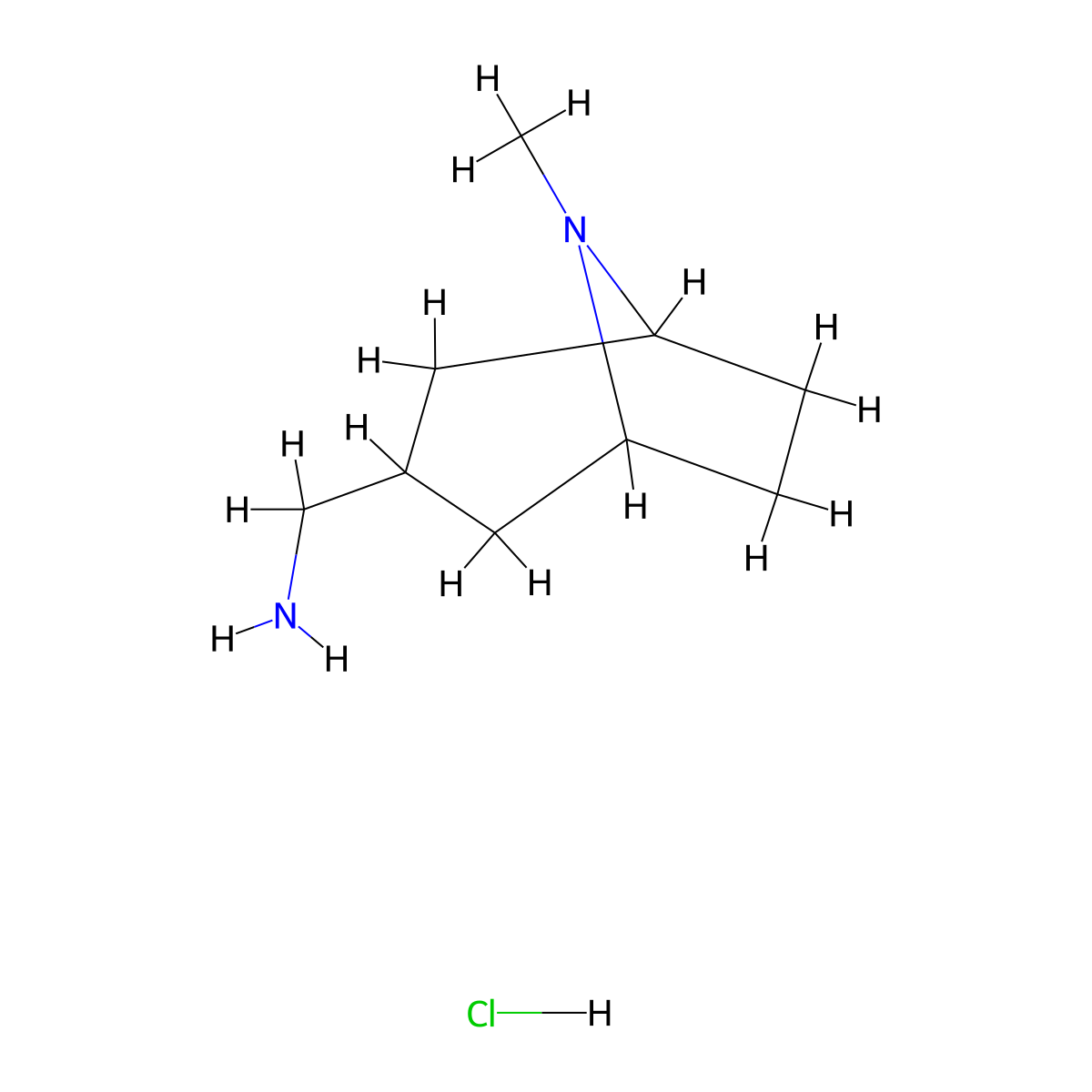 {8-Methyl-8-azabicyclo[3.2.1]octan-3-yl}methanamine hydrochloride molecular structure, CAS 1193387-33-5