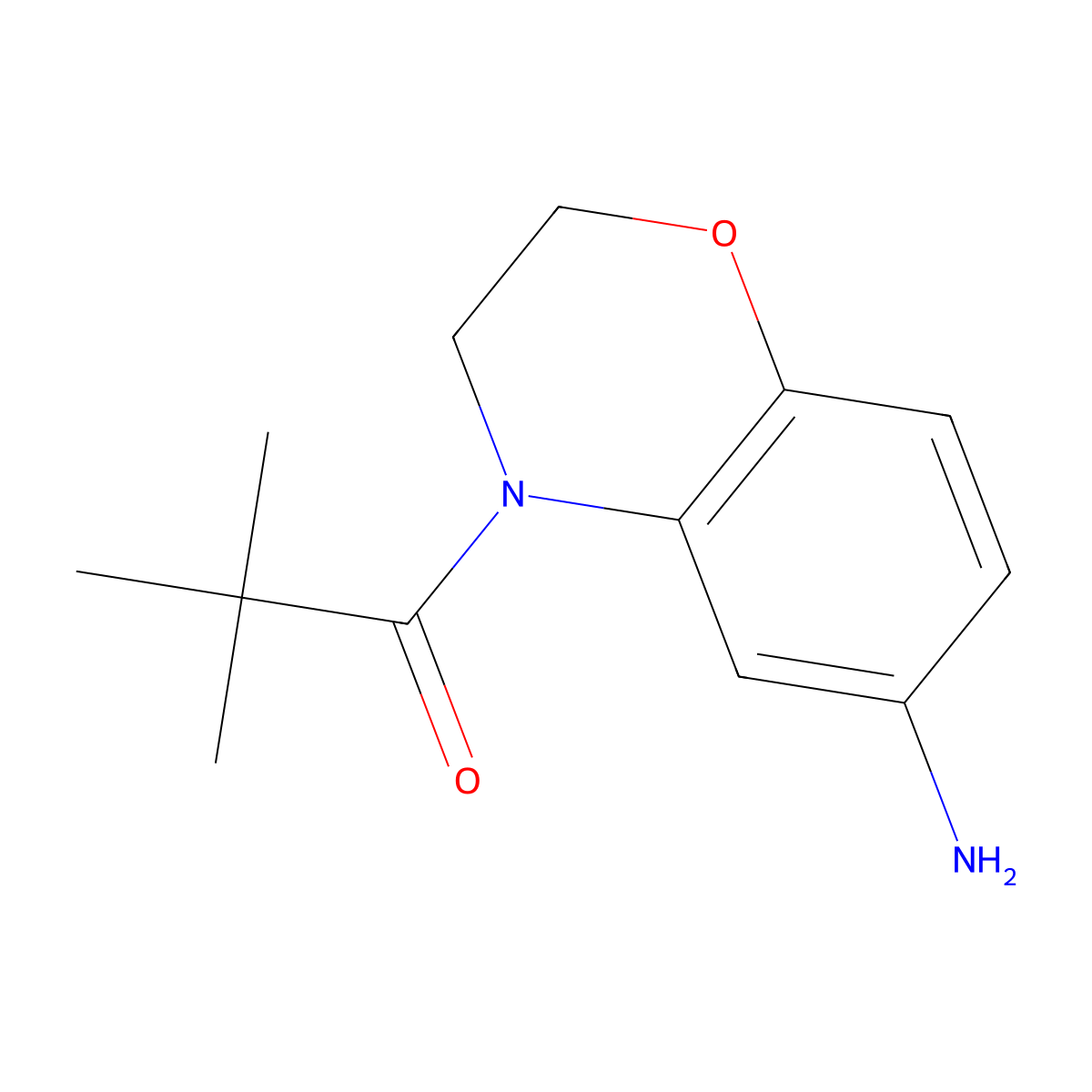 1-(6-amino-3,4-dihydro-2H-1,4-benzoxazin-4-yl)-2,2-dimethylpropan-1-one molecular structure, CAS 1193387-38-0