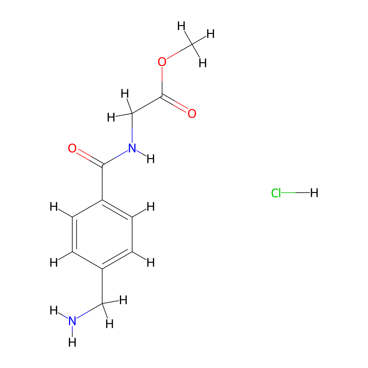 Methyl 2-{[4-(aminomethyl)phenyl]formamido}acetate hydrochloride molecular structure, CAS 1193387-39-1