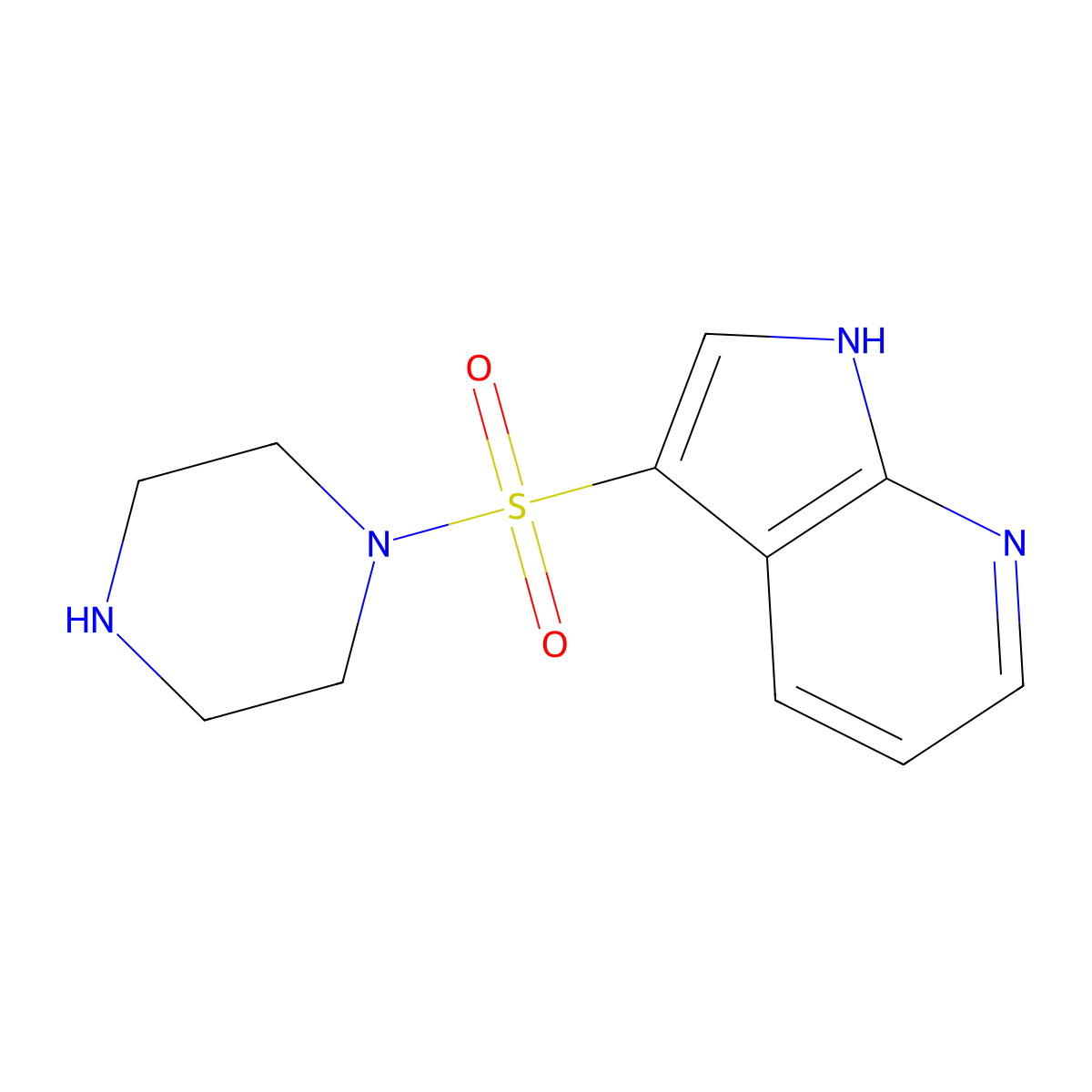 1-{1H-pyrrolo[2,3-b]pyridine-3-sulfonyl}piperazine molecular structure, CAS 1193387-41-5