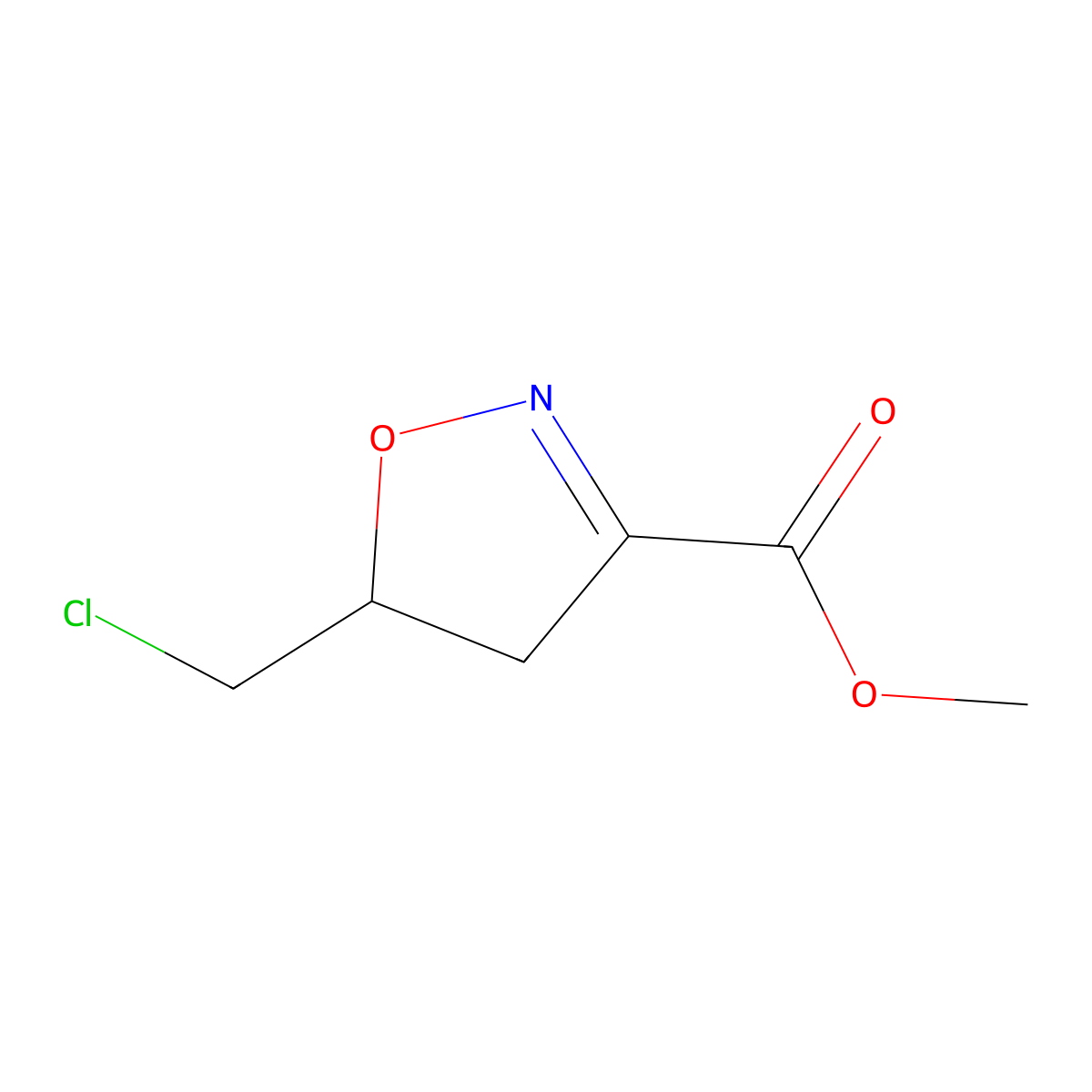 Methyl 5-(chloromethyl)-4,5-dihydro-1,2-oxazole-3-carboxylate molecular structure, CAS 1193387-44-8