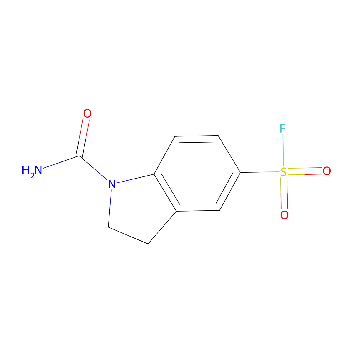 1-carbamoyl-2,3-dihydro-1H-indole-5-sulfonyl fluoride molecular structure, CAS 1193387-46-0
