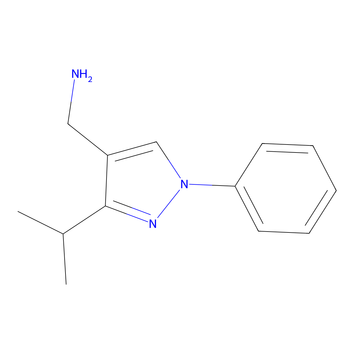[1-phenyl-3-(propan-2-yl)-1H-pyrazol-4-yl]methanamine molecular structure, CAS 1193387-47-1