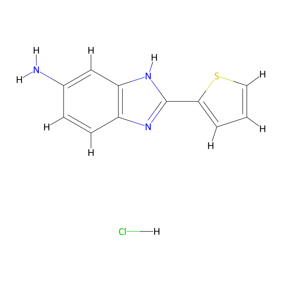 2-(thiophen-2-yl)-1H-1,3-benzodiazol-5-amine hydrochloride molecular structure, CAS 1193387-54-0