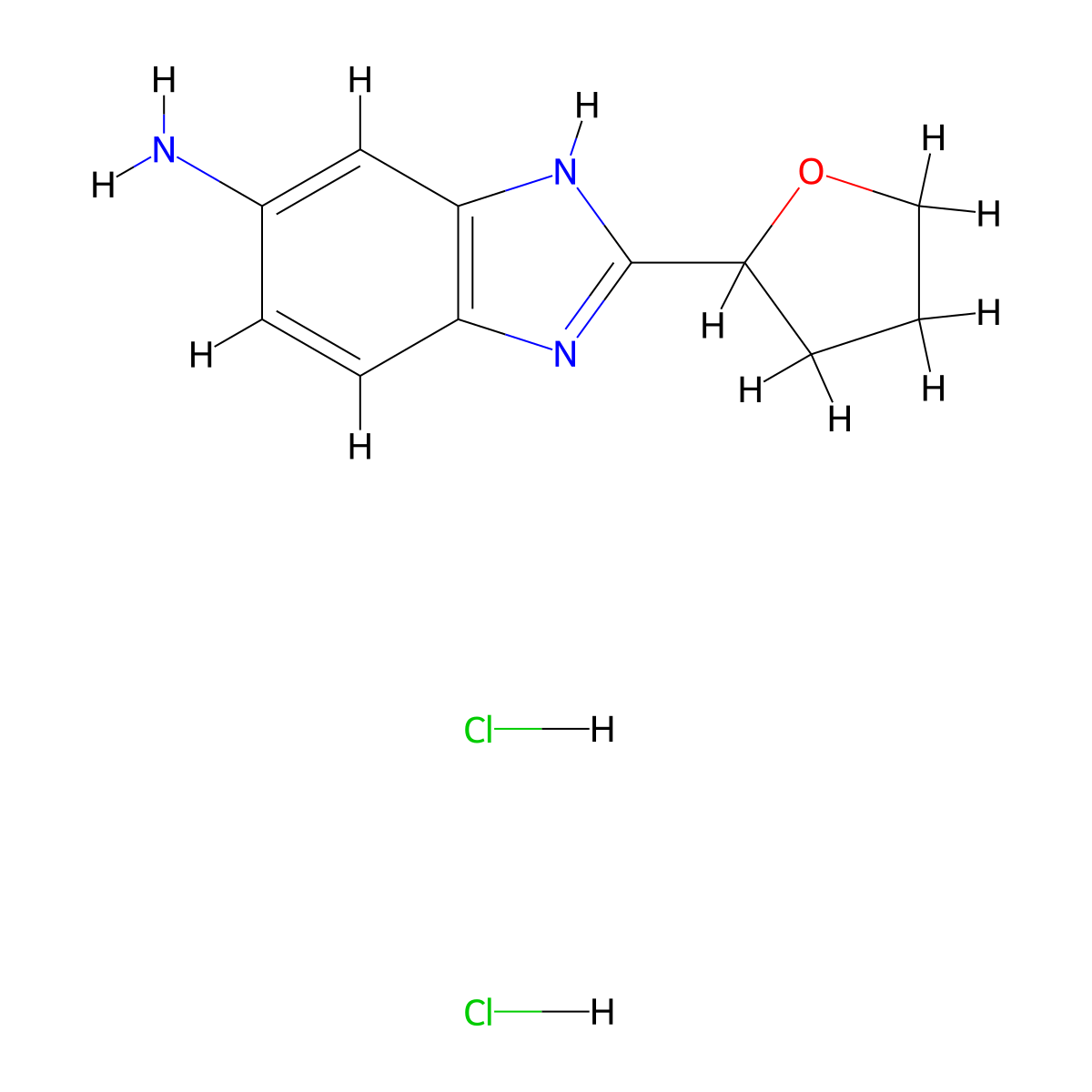2-(oxolan-2-yl)-1H-1,3-benzodiazol-5-amine dihydrochloride molecular structure, CAS 1193387-55-1