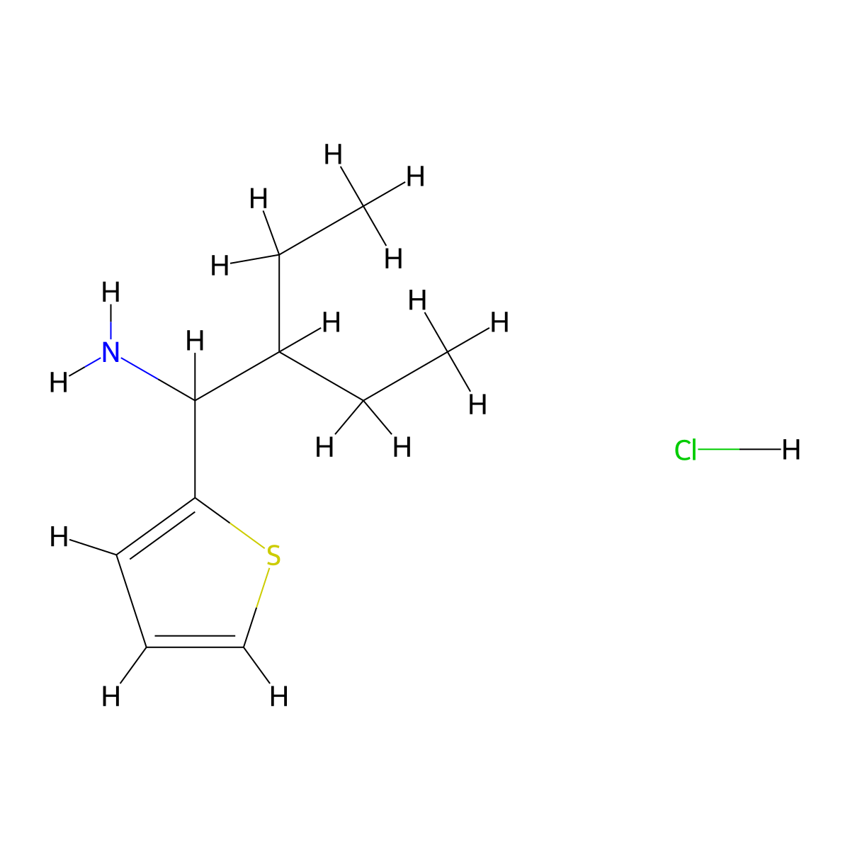 2-(1-Amino-2-ethylbutyl)thiophene hydrochloride molecular structure, CAS 1193387-61-9