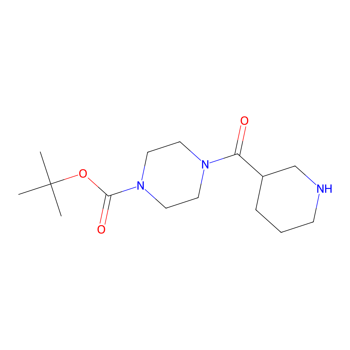 Tert-butyl 4-(piperidine-3-carbonyl)piperazine-1-carboxylate molecular structure, CAS 1193387-72-2