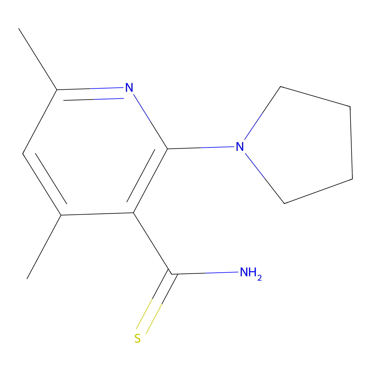 4,6-Dimethyl-2-(pyrrolidin-1-yl)pyridine-3-carbothioamide molecular structure, CAS 1193387-78-8