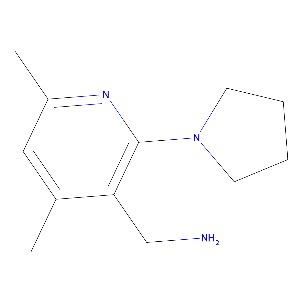 [4,6-Dimethyl-2-(pyrrolidin-1-yl)pyridin-3-yl]methanamine molecular structure, CAS 1193387-80-2
