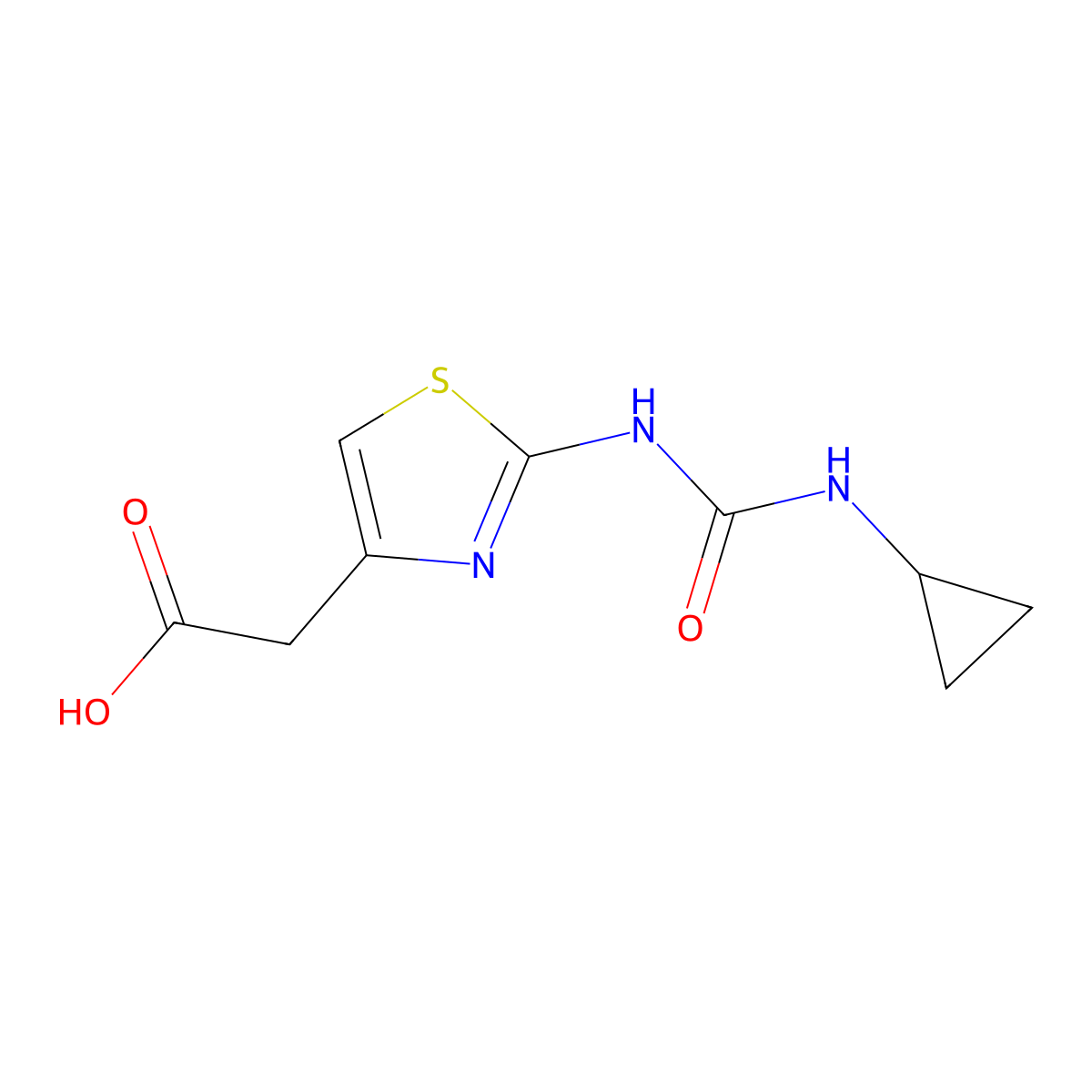 2-{2-[(Cyclopropylcarbamoyl)amino]-1,3-thiazol-4-yl}acetic acid molecular structure, CAS 1193387-86-8