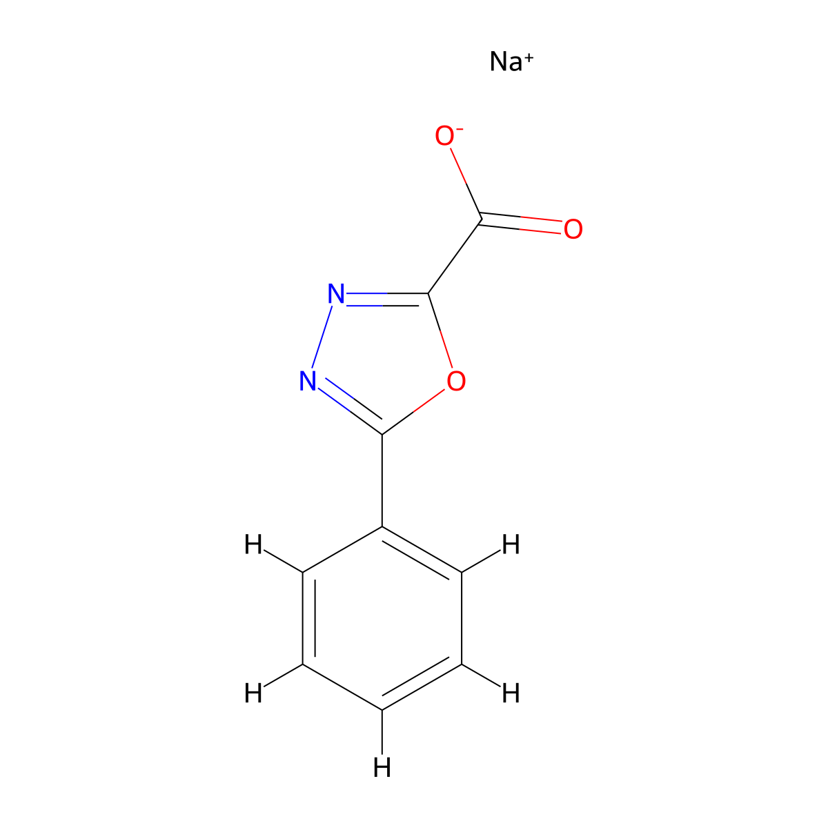 Sodium 5-phenyl-1,3,4-oxadiazole-2-carboxylate molecular structure, CAS 1193387-87-9