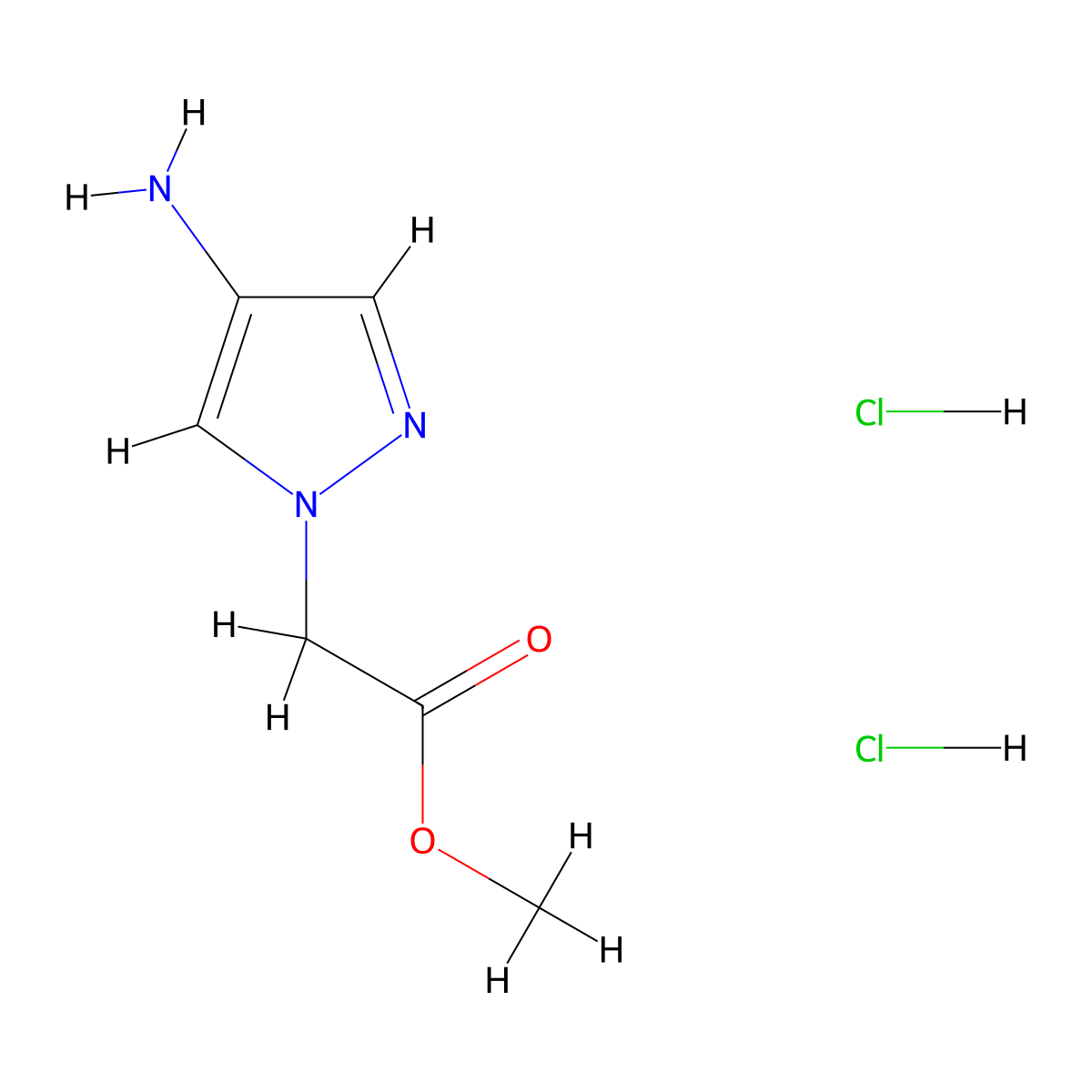 methyl 2-(4-amino-1H-pyrazol-1-yl)acetate dihydrochloride molecular structure, CAS 1193387-88-0