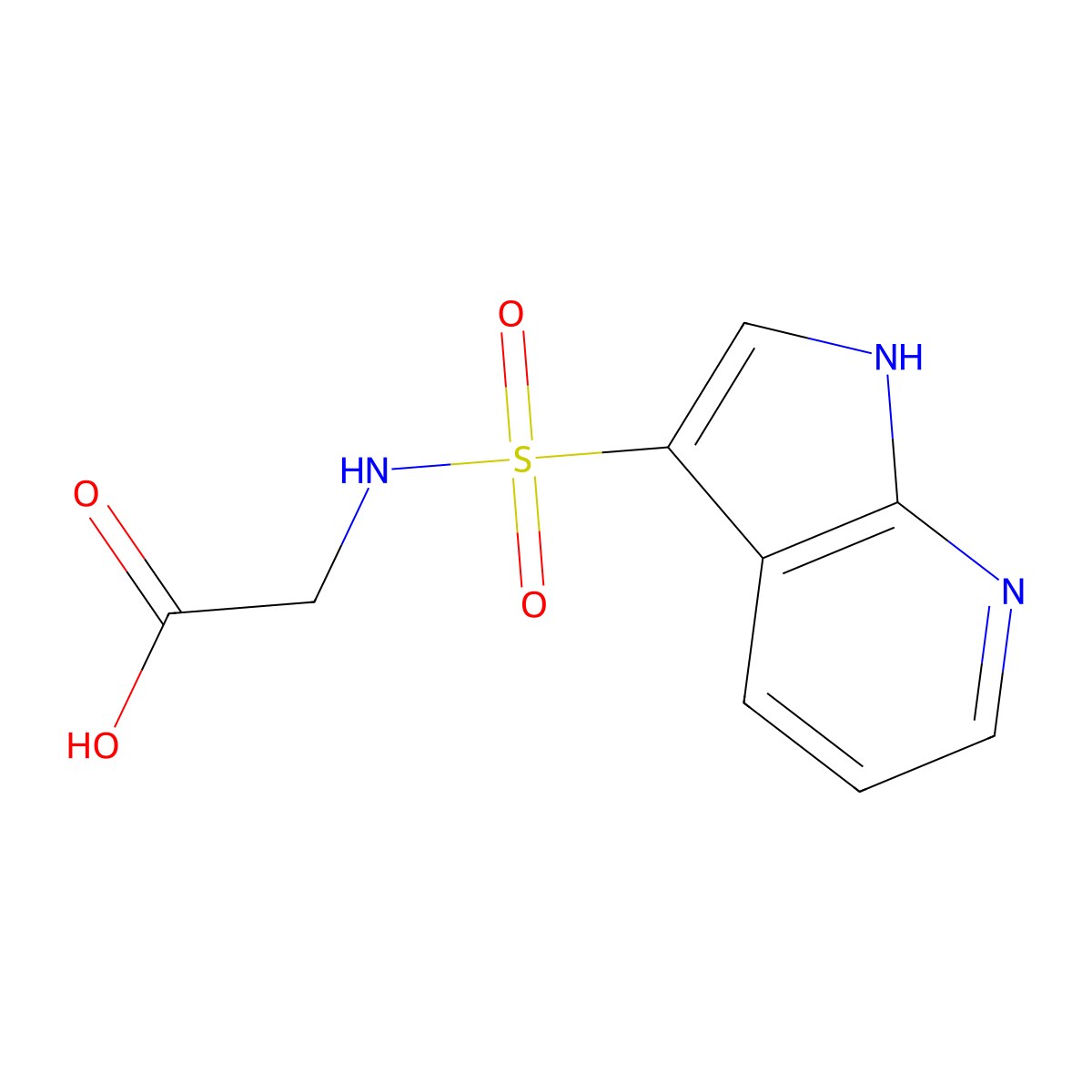 2-(1H-pyrrolo(2,3-b)pyridine-3-sulfonamido)acetic acid molecular structure, CAS 1193387-93-7