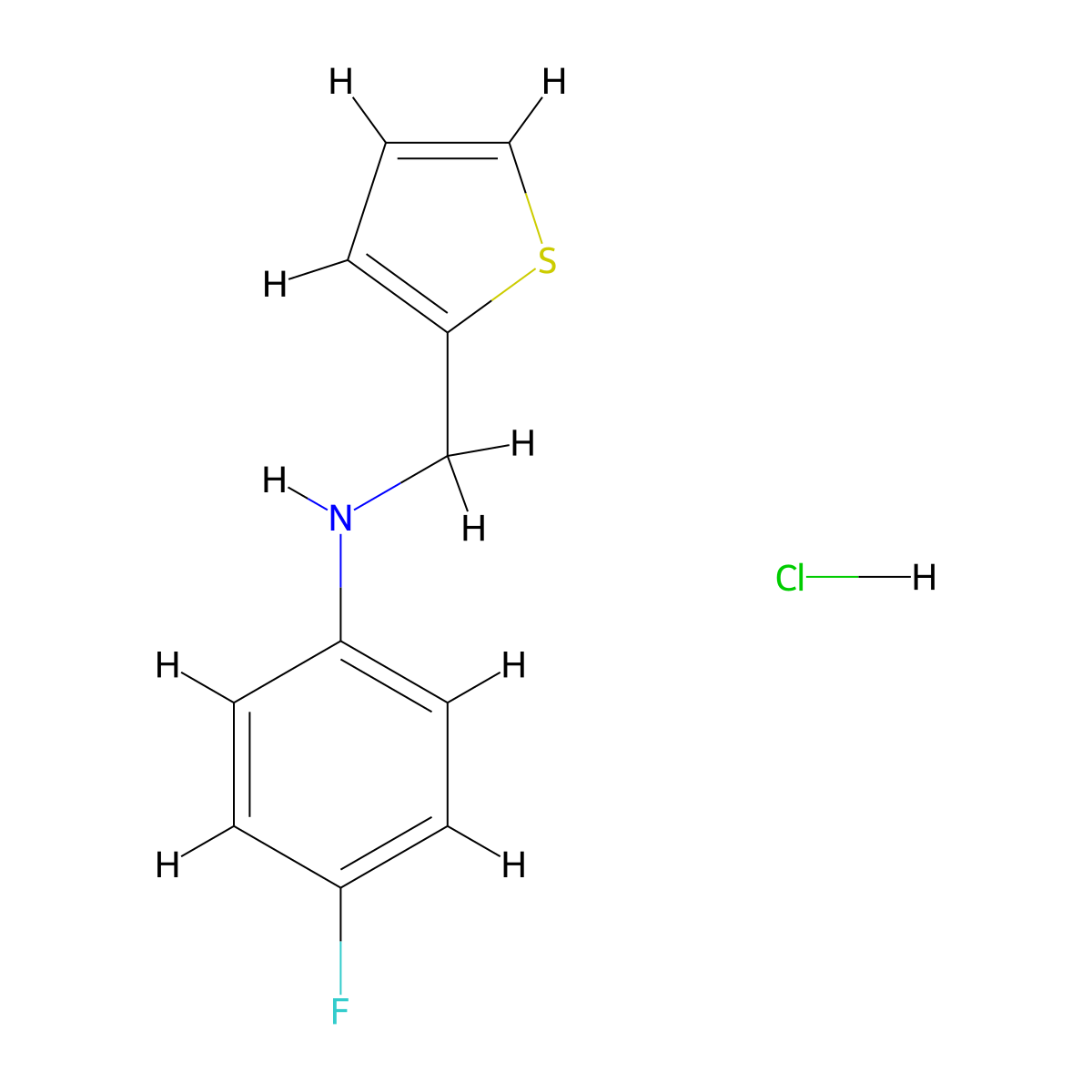 4-fluoro-N-(thiophen-2-ylmethyl)aniline hydrochloride molecular structure, CAS 1193388-02-1