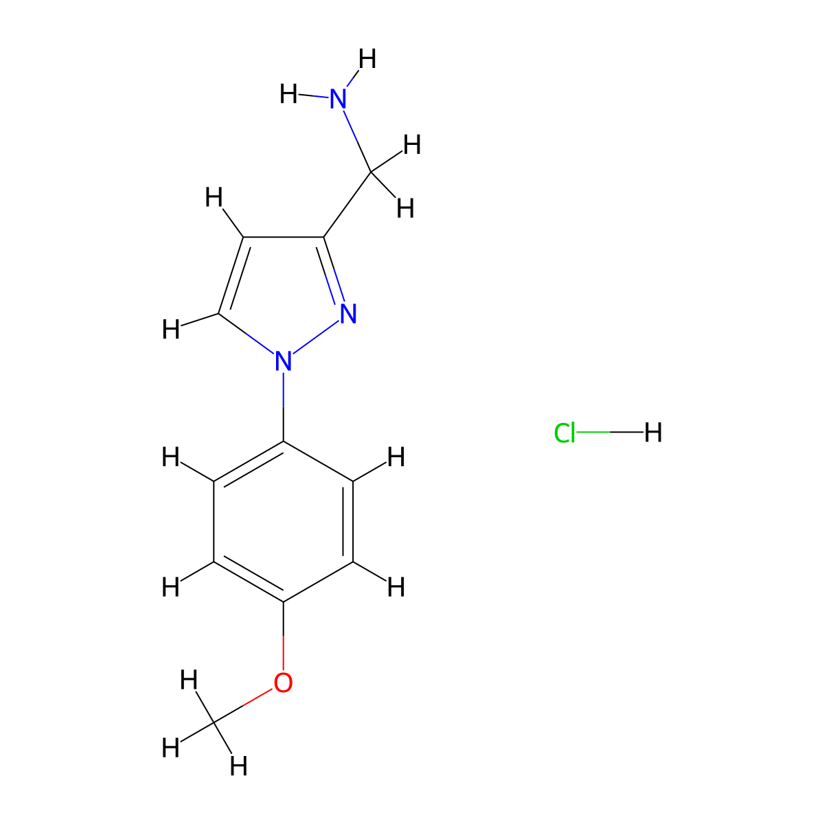 [1-(4-methoxyphenyl)-1H-pyrazol-3-yl]methanamine hydrochloride molecular structure, CAS 1193388-04-3