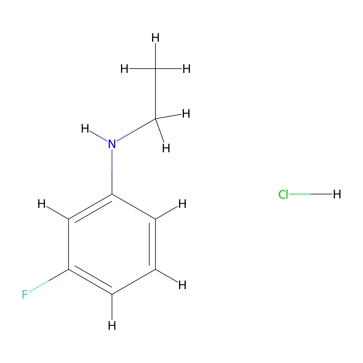N-ethyl-3-fluoroaniline hydrochloride molecular structure, CAS 1193388-08-7