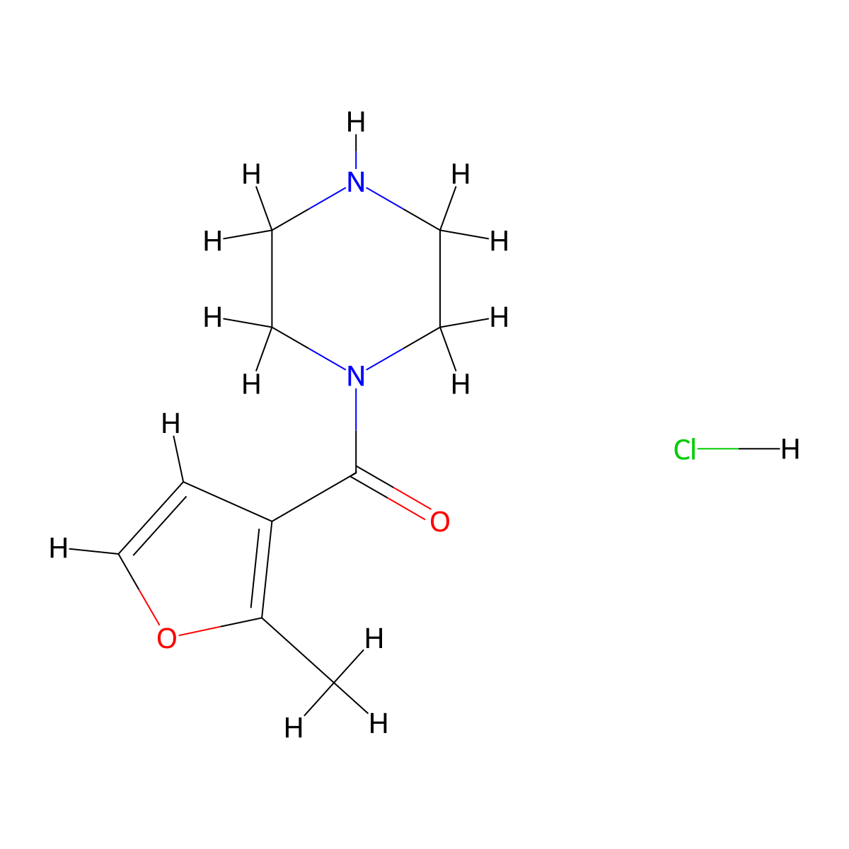 1-[(2-Methylfuran-3-yl)carbonyl]piperazine hydrochloride molecular structure, CAS 1193388-14-5