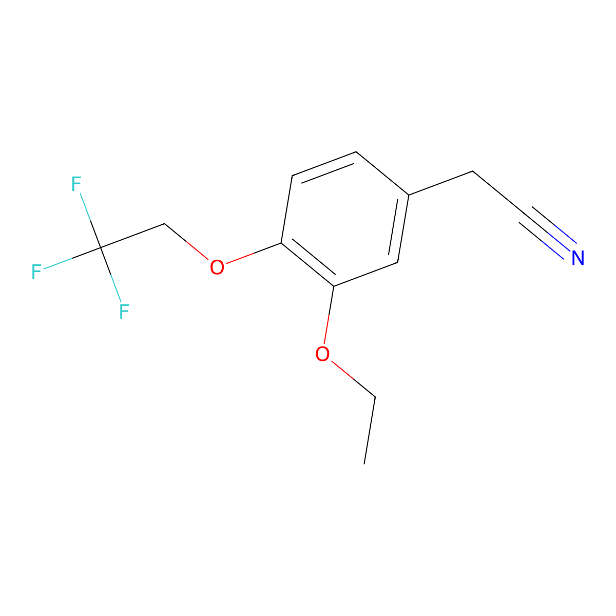 3-Ethoxy-4-(2,2,2-trifluoroethoxy)benzeneacetonitrile molecular structure, CAS 1193388-18-9