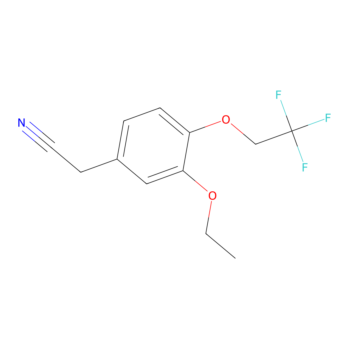 3-Ethoxy-4-(2,2,2-trifluoroethoxy)benzeneacetonitrile molecular structure, CAS 1193388-18-9