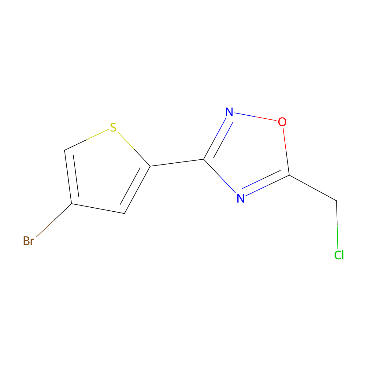 3-(4-Bromo-2-thienyl)-5-(chloromethyl)-1,2,4-oxadiazole molecular structure, CAS 1193388-21-4