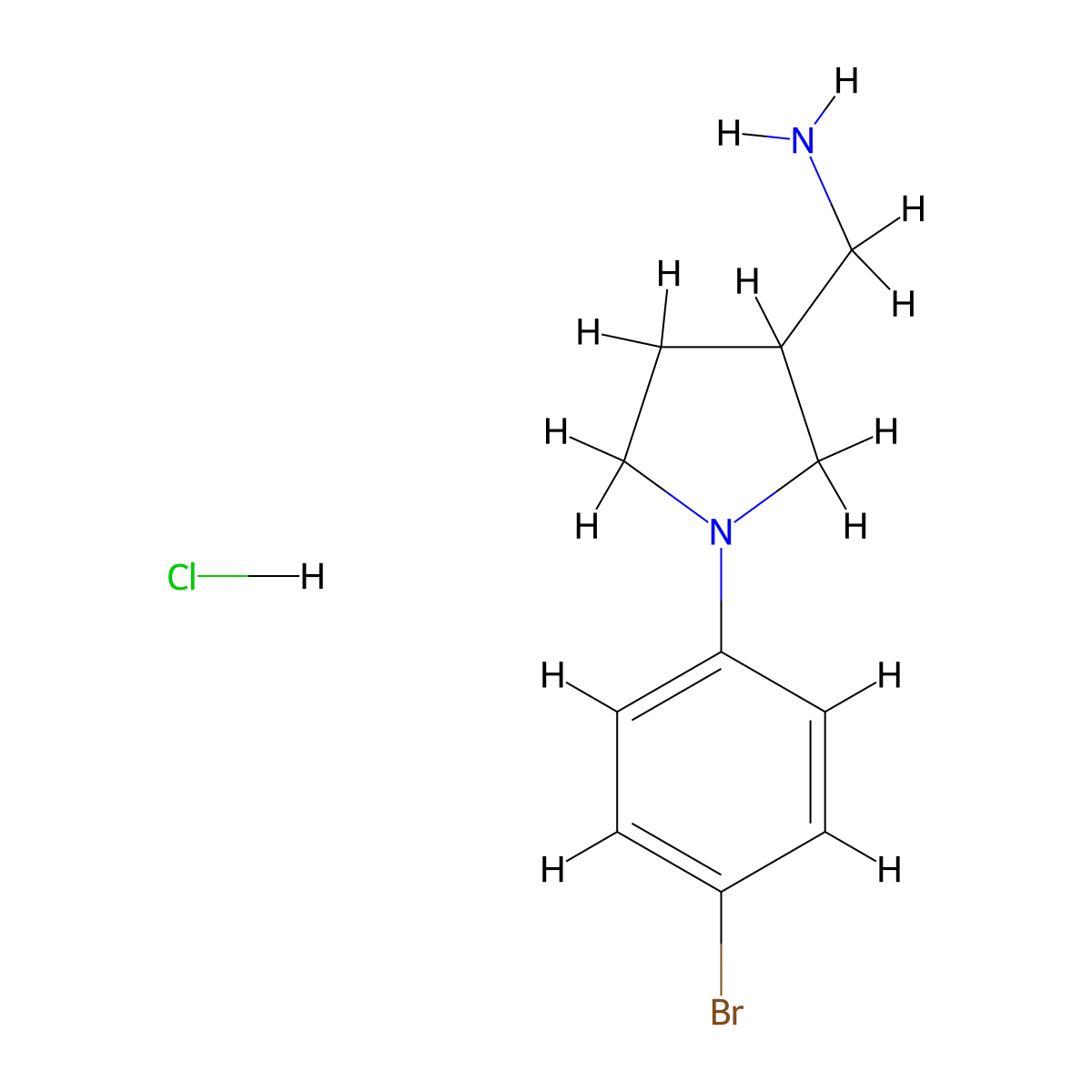 (1-(4-Bromophenyl)pyrrolidin-3-yl)methanamine hydrochloride molecular structure, CAS 1193388-22-5