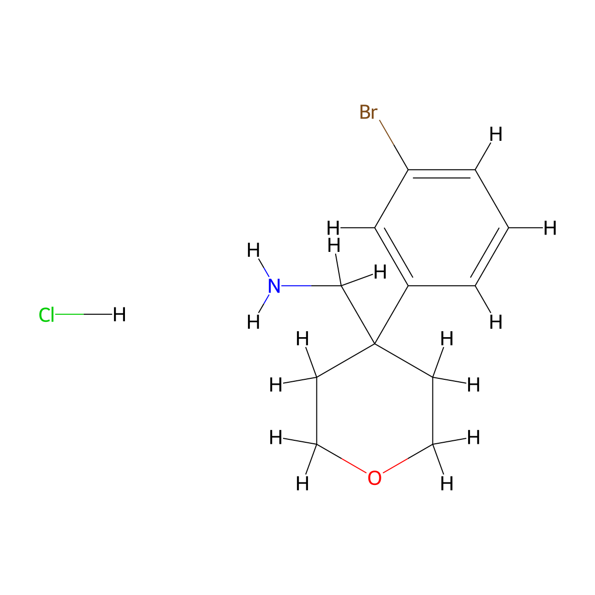 [4-(3-Bromophenyl)oxan-4-yl]methanamine hydrochloride molecular structure, CAS 1193388-26-9