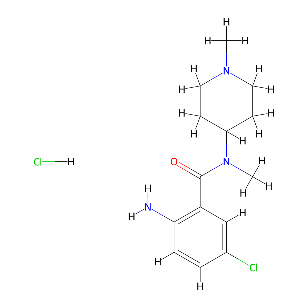 2-amino-5-chloro-N-methyl-N-(1-methylpiperidin-4-yl)benzamide hydrochloride molecular structure, CAS 1193388-28-1
