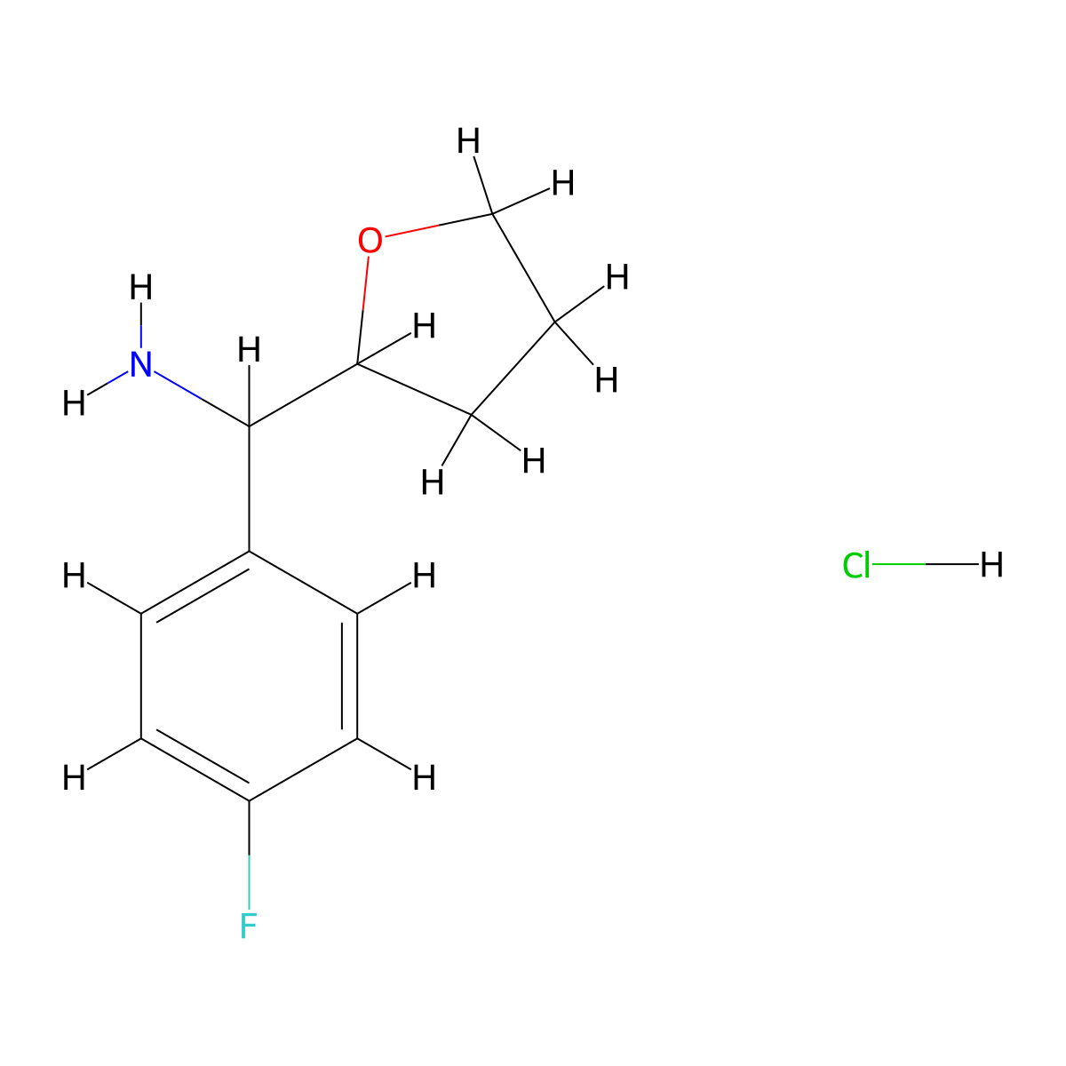 (4-Fluorophenyl)(oxolan-2-yl)methanamine hydrochloride molecular structure, CAS 1193388-29-2
