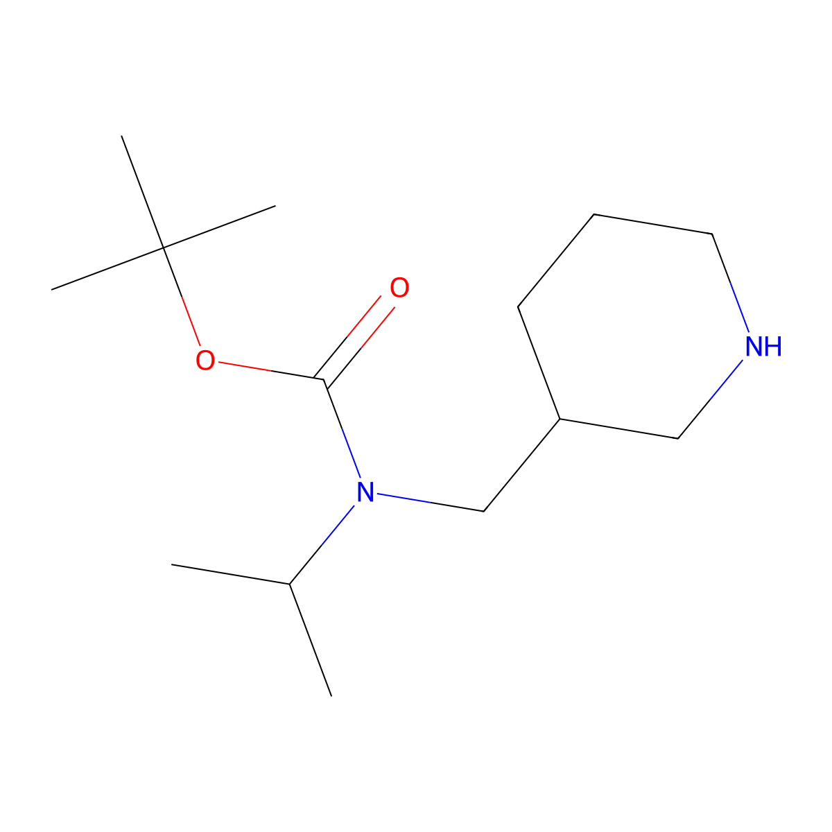 tert-butyl N-(piperidin-3-ylmethyl)-N-(propan-2-yl)carbamate molecular structure, CAS 1193388-30-5