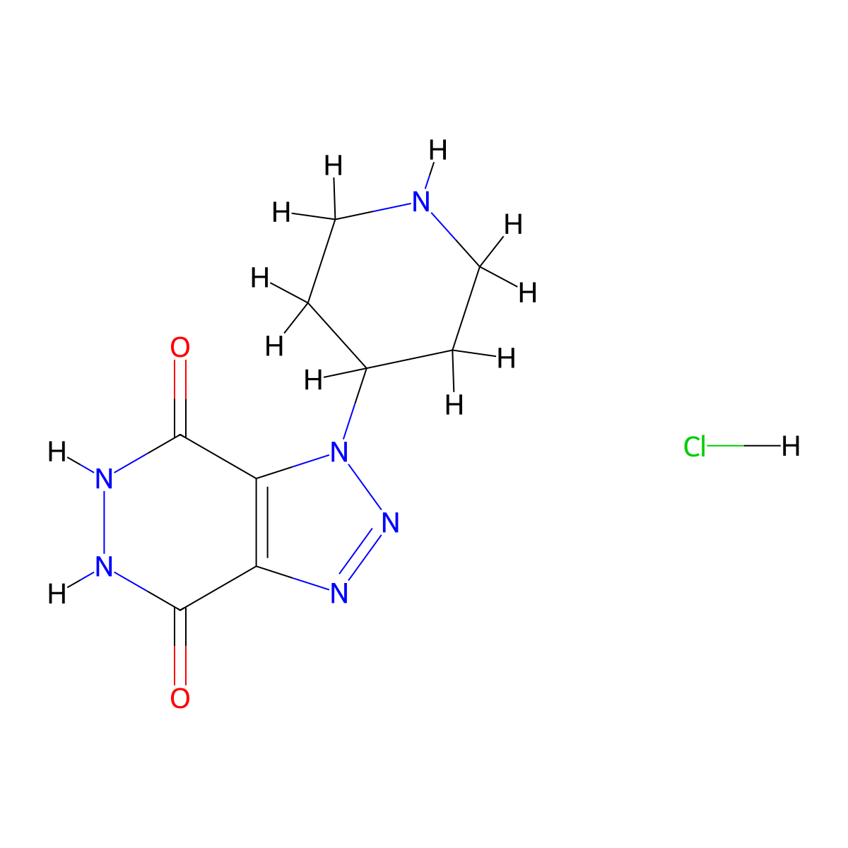 1-(piperidin-4-yl)-1H,4H,5H,6H,7H-[1,2,3]triazolo[4,5-d]pyridazine-4,7-dione hydrochloride molecular structure, CAS 1193388-38-3