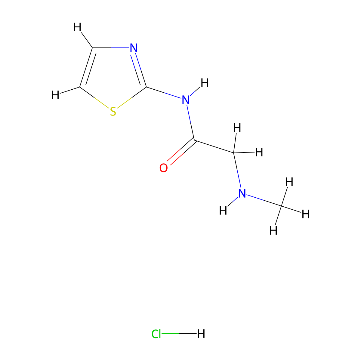 2-(methylamino)-N-(1,3-thiazol-2-yl)acetamide hydrochloride molecular structure, CAS 1193388-40-7