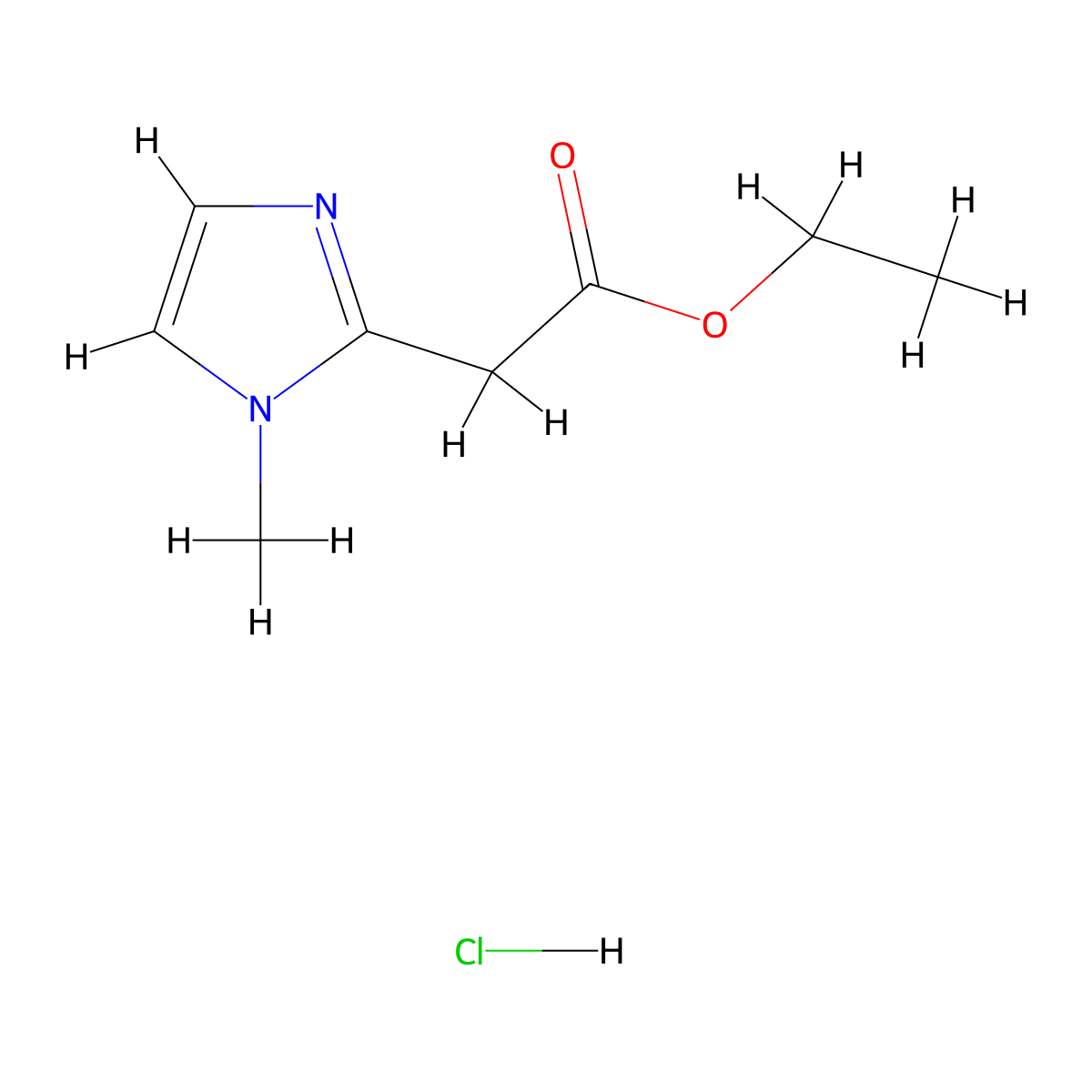 ethyl 2-(1-methyl-1H-imidazol-2-yl)acetate hydrochloride molecular structure, CAS 1193388-41-8