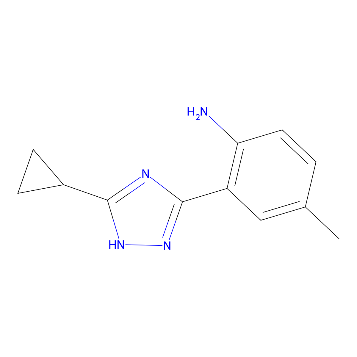 2-(3-cyclopropyl-1H-1,2,4-triazol-5-yl)-4-methylaniline molecular structure, CAS 1193388-42-9