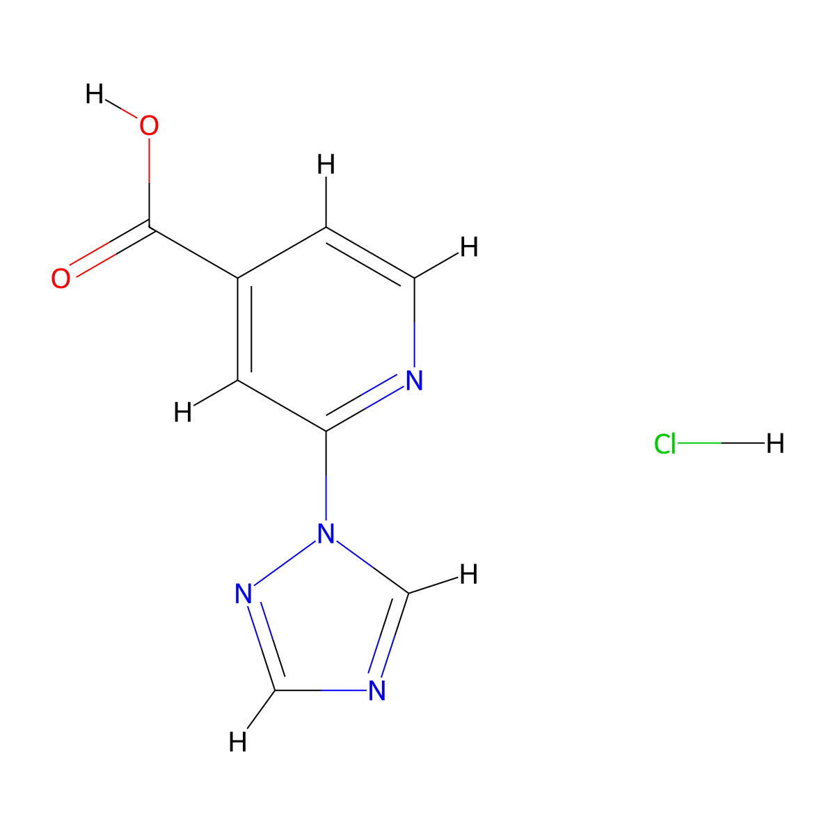 2-(1H-1,2,4-triazol-1-yl)pyridine-4-carboxylic acid hydrochloride molecular structure, CAS 1193388-48-5
