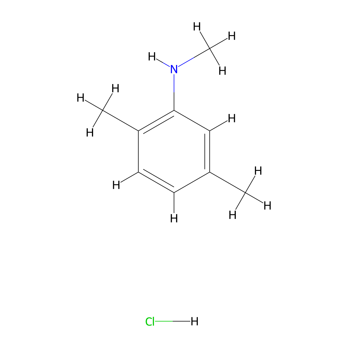 N,2,5-trimethylaniline hydrochloride molecular structure, CAS 1193388-51-0