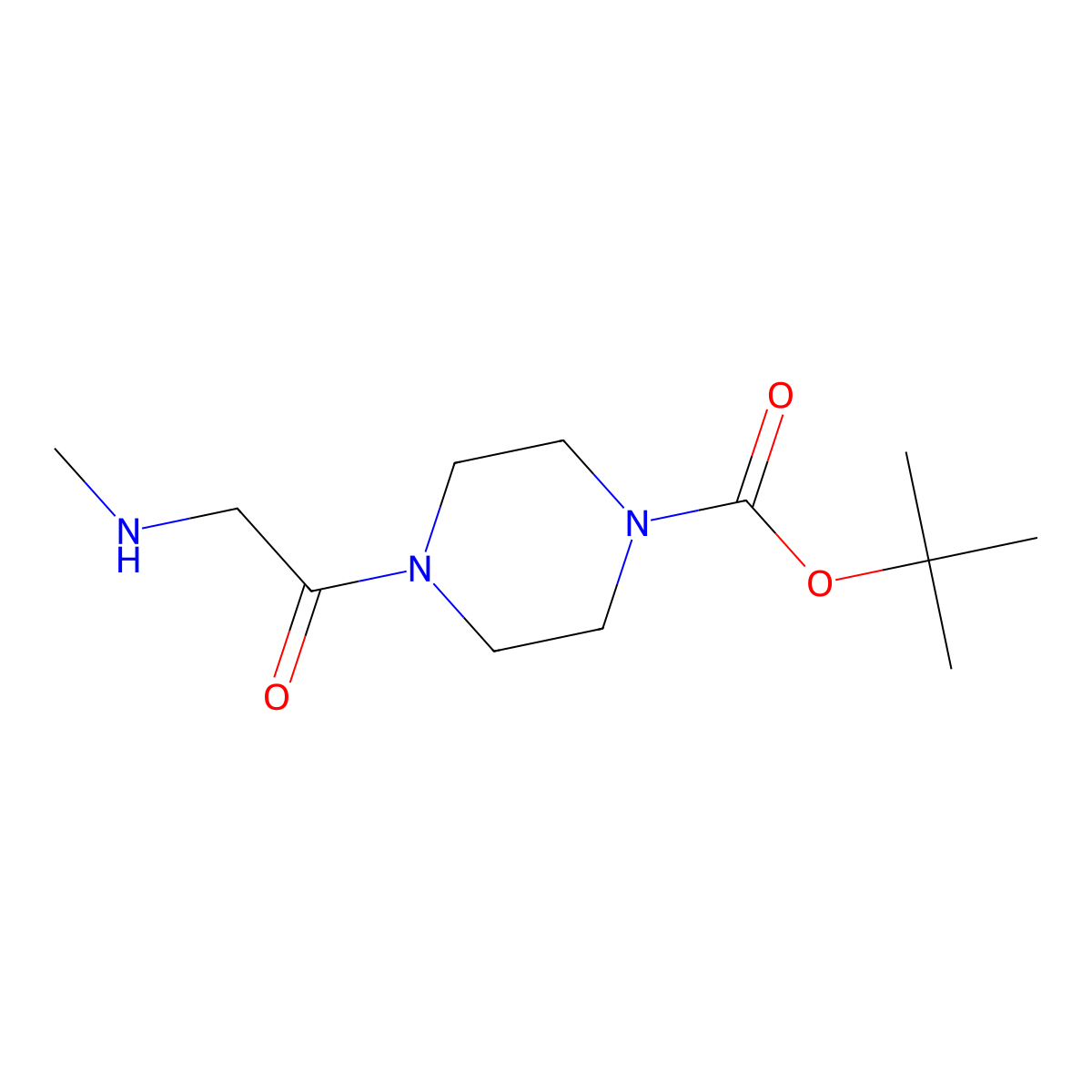 Tert-butyl 4-(2-(methylamino)acetyl)piperazine-1-carboxylate molecular structure, CAS 1193388-56-5