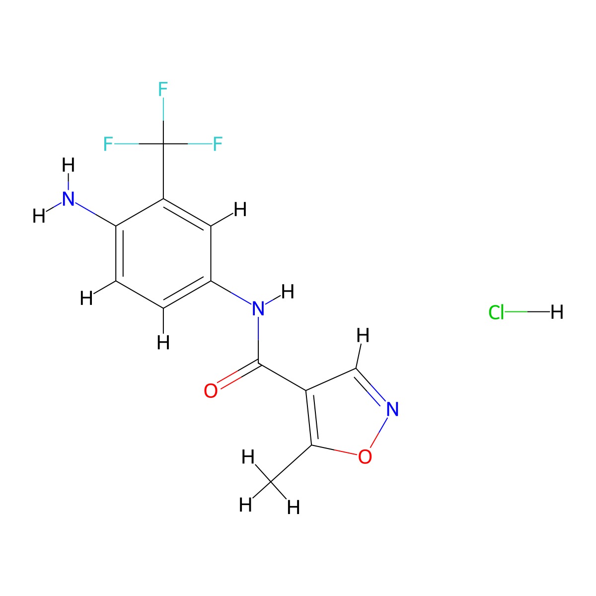 N-[4-amino-3-(trifluoromethyl)phenyl]-5-methyl-1,2-oxazole-4-carboxamide hydrochloride molecular structure, CAS 1193388-66-7