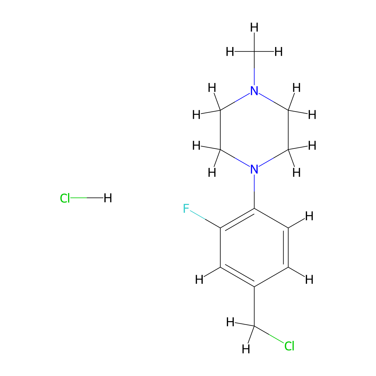 1-[4-(Chloromethyl)-2-fluorophenyl]-4-methylpiperazine hydrochloride molecular structure, CAS 1193388-70-3