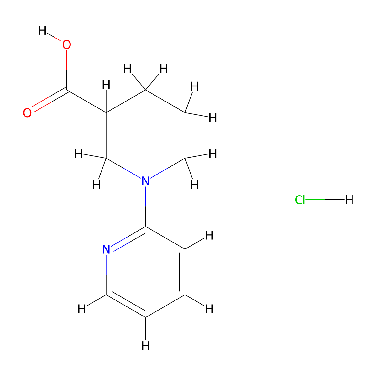 1-(Pyridin-2-yl)piperidine-3-carboxylic acid hydrochloride molecular structure, CAS 1193388-73-6