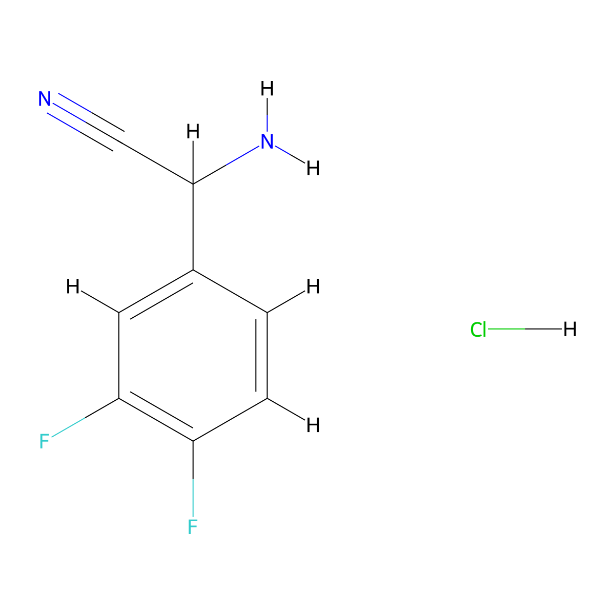 2-Amino-2-(3,4-difluorophenyl)acetonitrile hydrochloride molecular structure, CAS 1193388-75-8