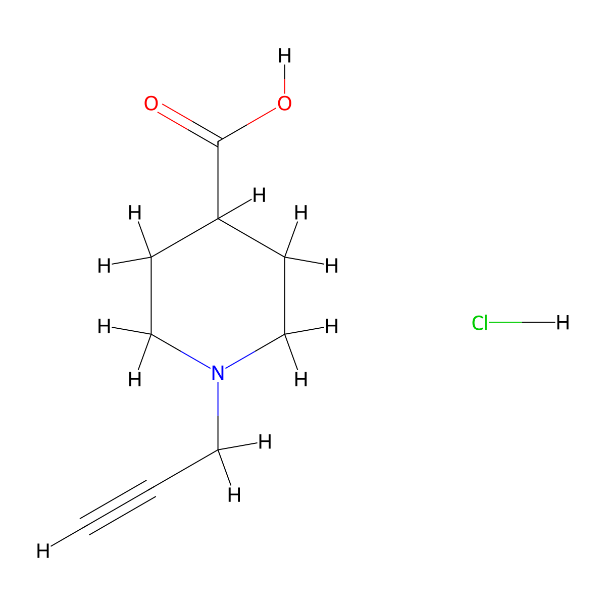 1-(Prop-2-yn-1-yl)piperidine-4-carboxylic acid hydrochloride molecular structure, CAS 1193388-82-7