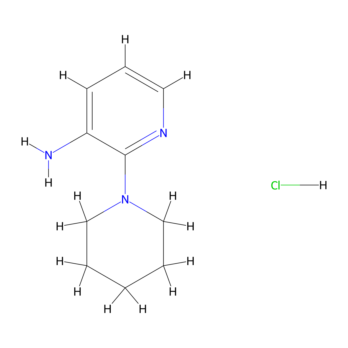 2-(Piperidin-1-yl)pyridin-3-amine hydrochloride molecular structure, CAS 1193388-86-1